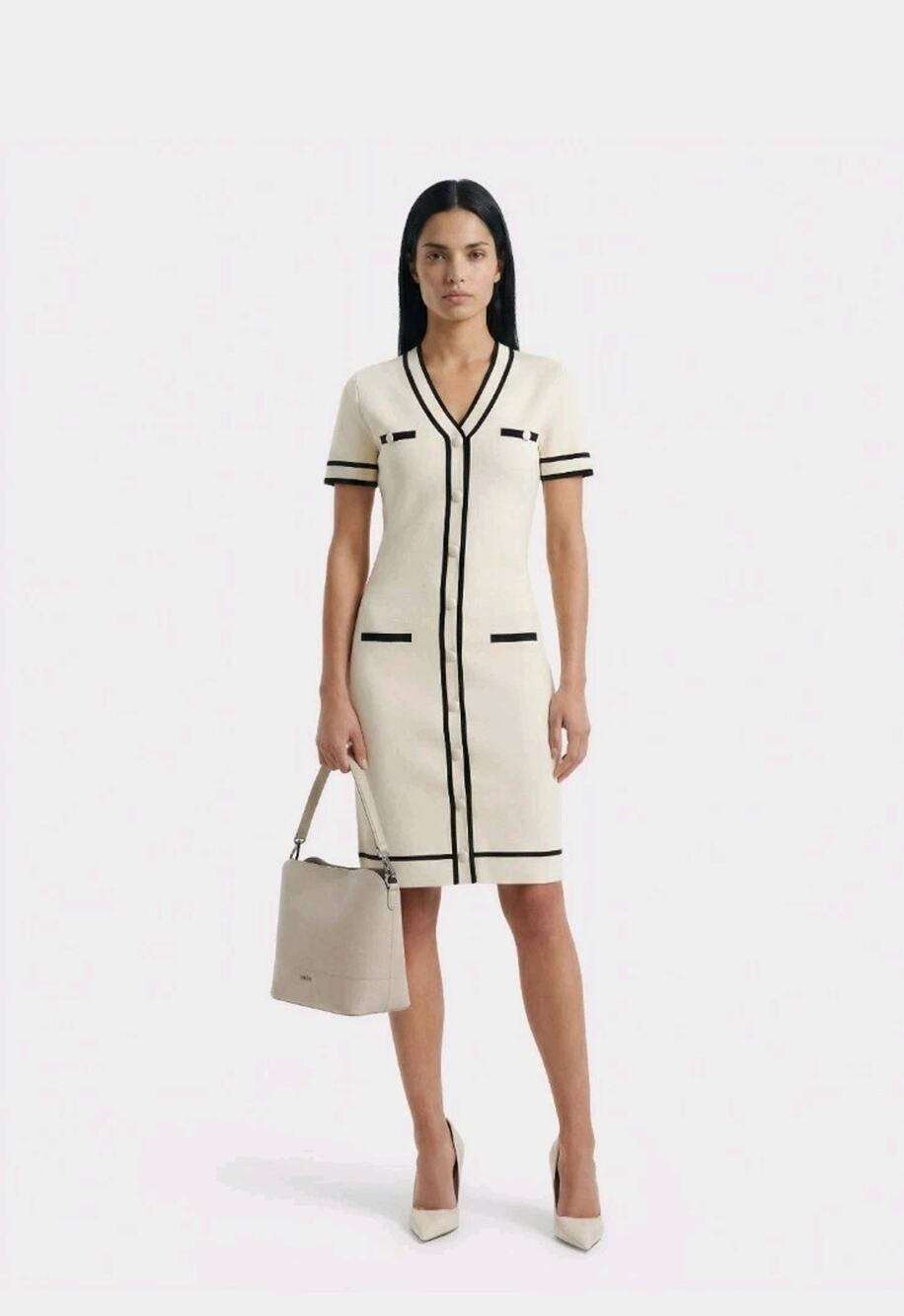 LN Rudsak Knit Dress Vinnie Vanilla Cream Black M Medium